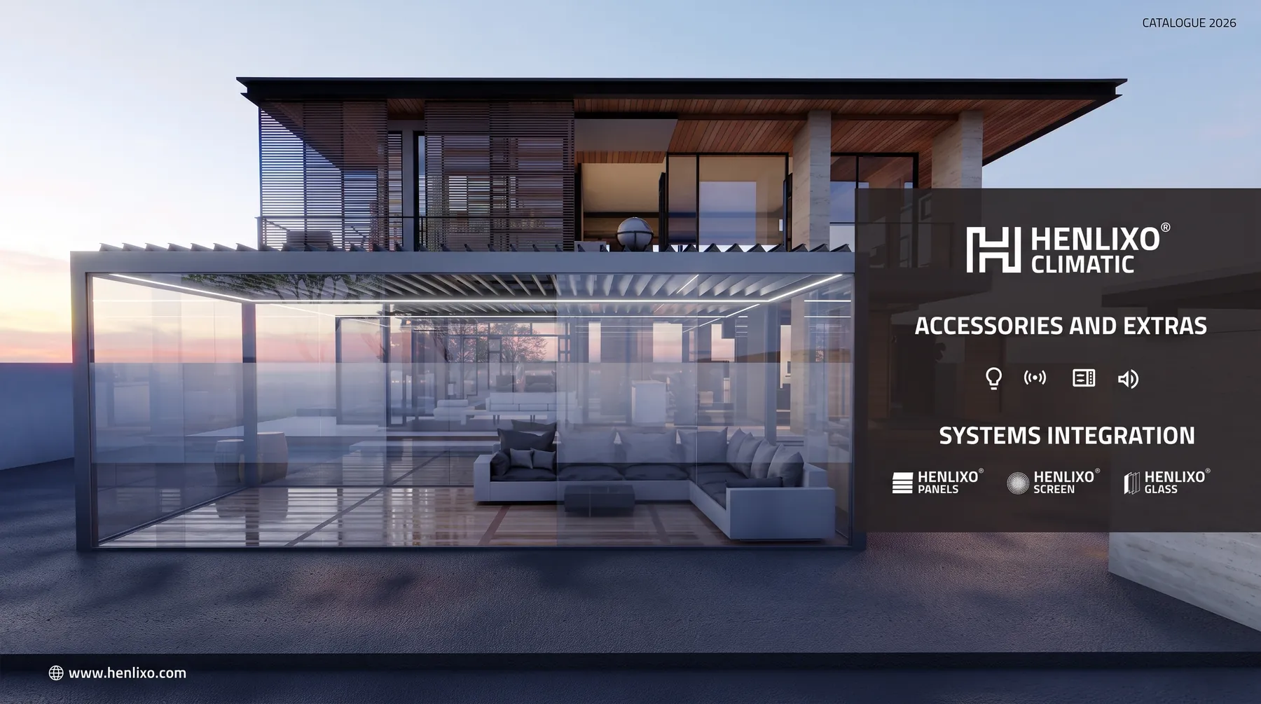 Sliding glass pergola room at a villa