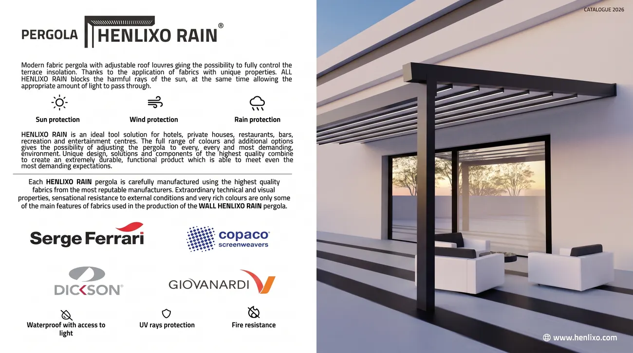 RAIN fabric roof pergola overview